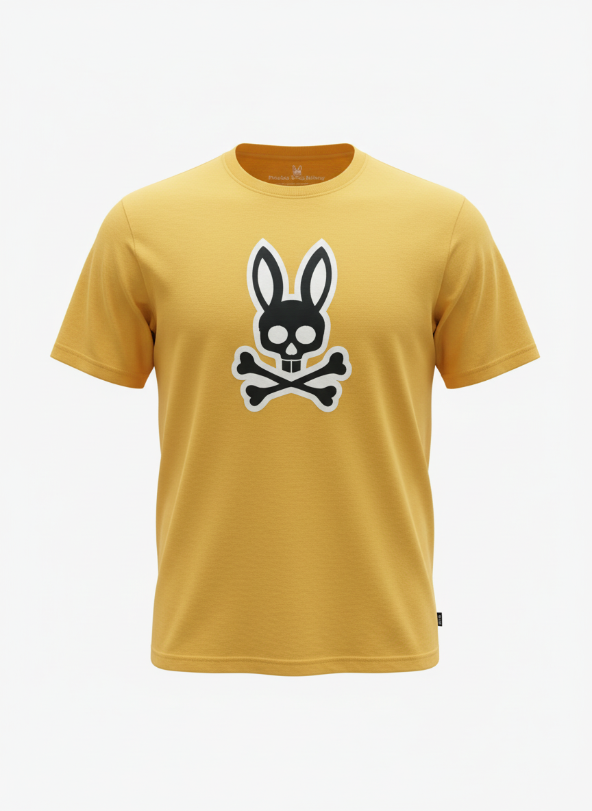 Psycho Bunny Men's 100% Cotton Polo Shirt – Yellow, Size L