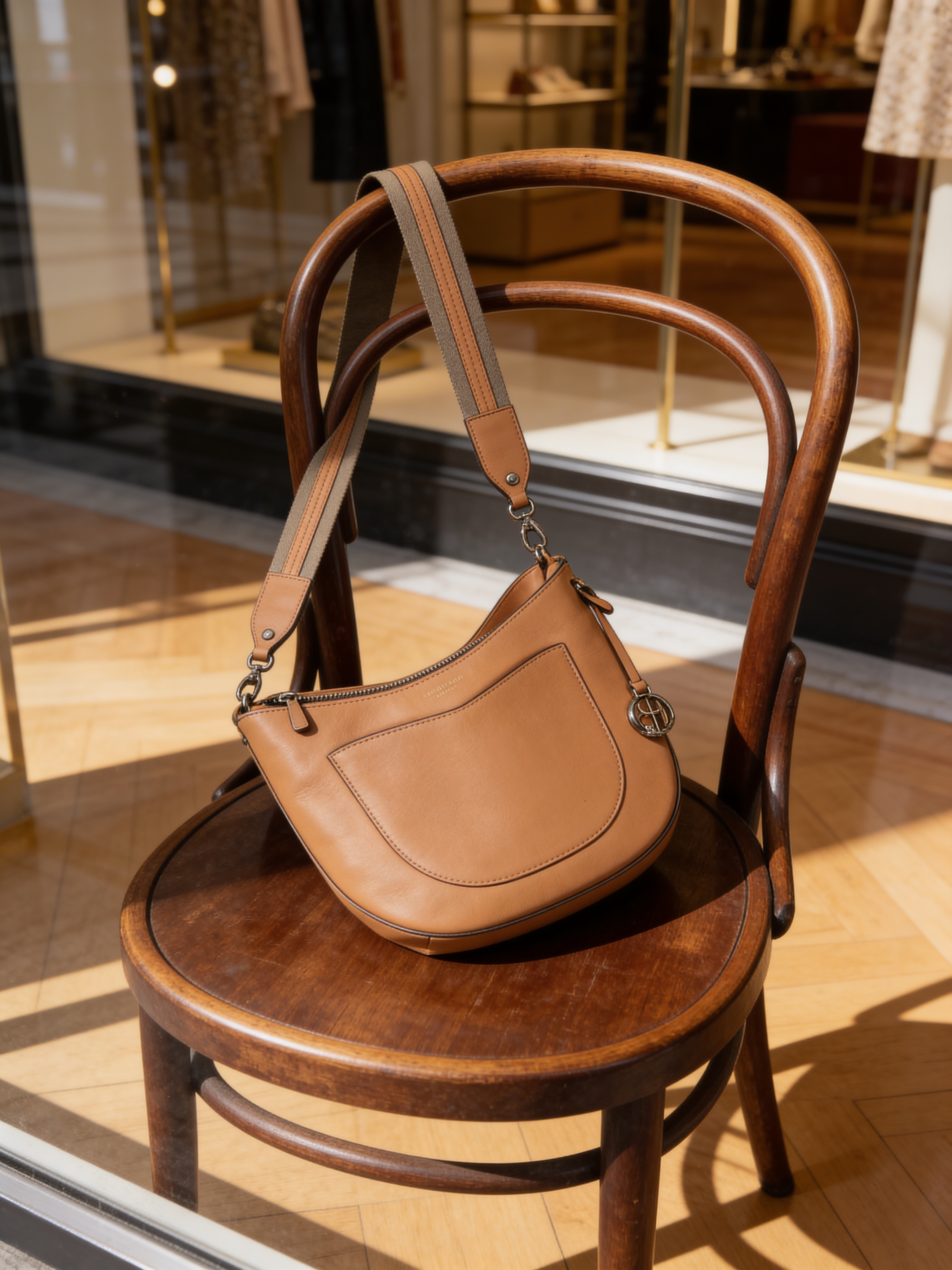 Henri Bendel Light Orange Leather Crossbody Bag